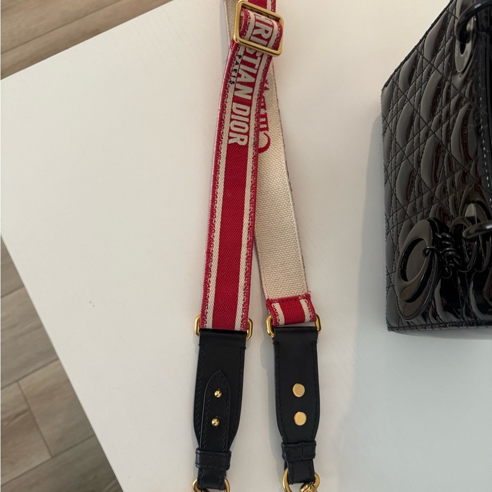 Dior Red and Black Bag Strap